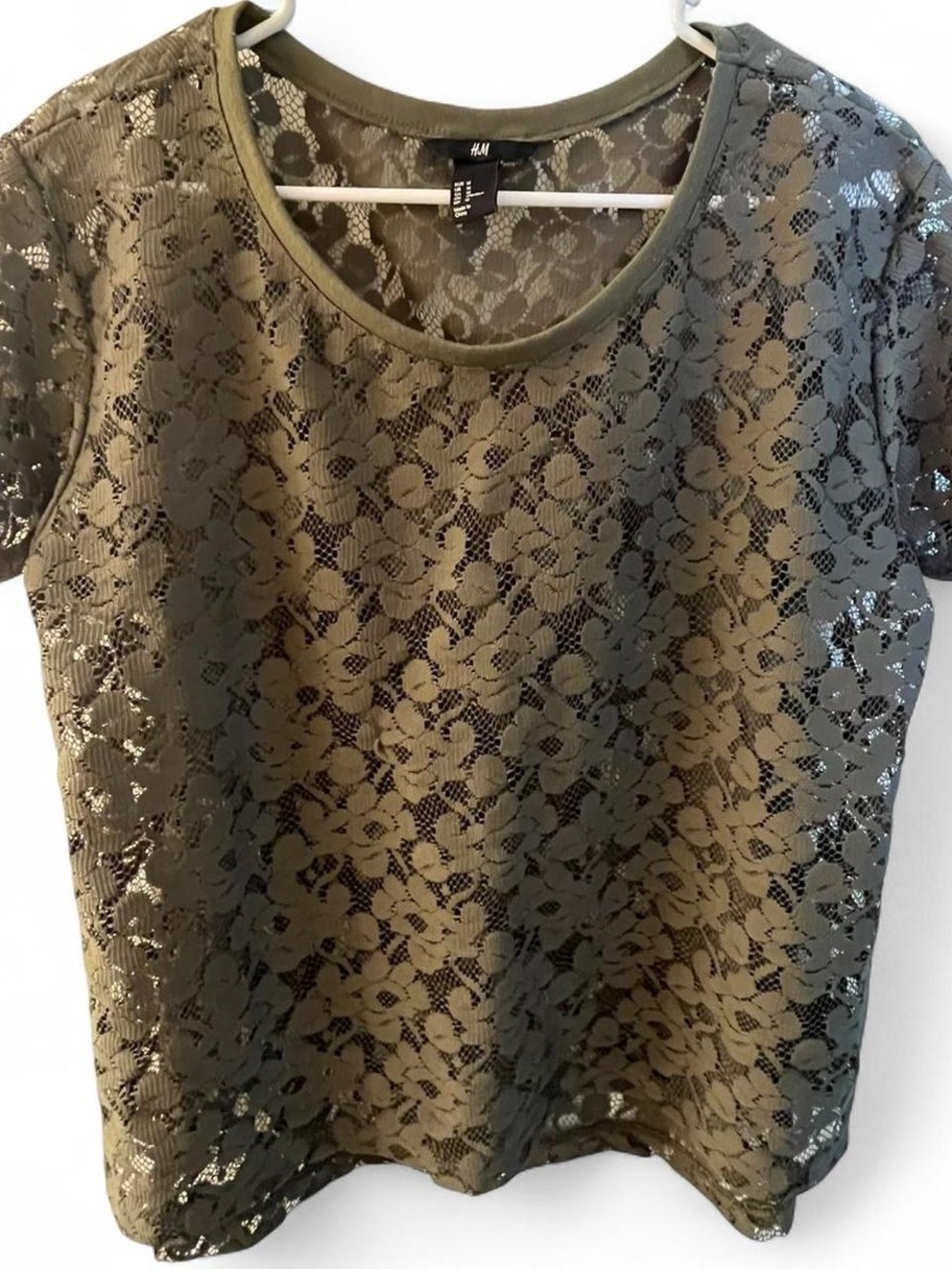 Olive Lace Short-Sleeve Tee - Women - Picture 2 of 4